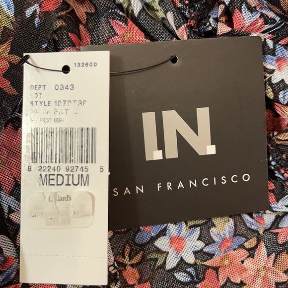 I.N. Smocked Neck Ditsy Floral Print Blouse Top - Picture 13 of 13